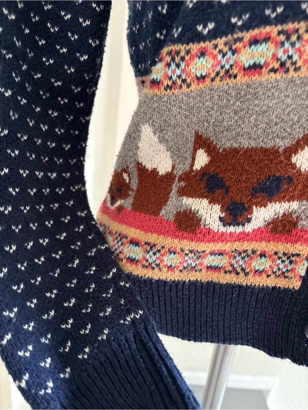 Urban Outfitters Cooperative Navy Fox-Pocket Knit Cardigan Sweater - Picture 8 of 10